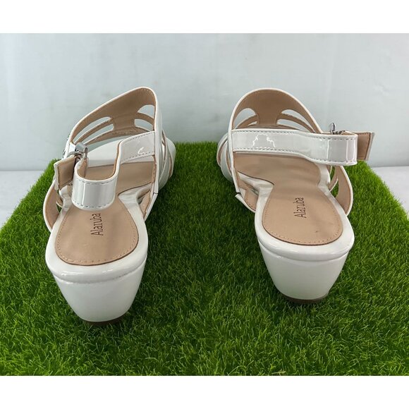 Alaruba Womens Faux Leather White Sandals With Adjustable Ankle Strap Size 8.5 M - Picture 8 of 8